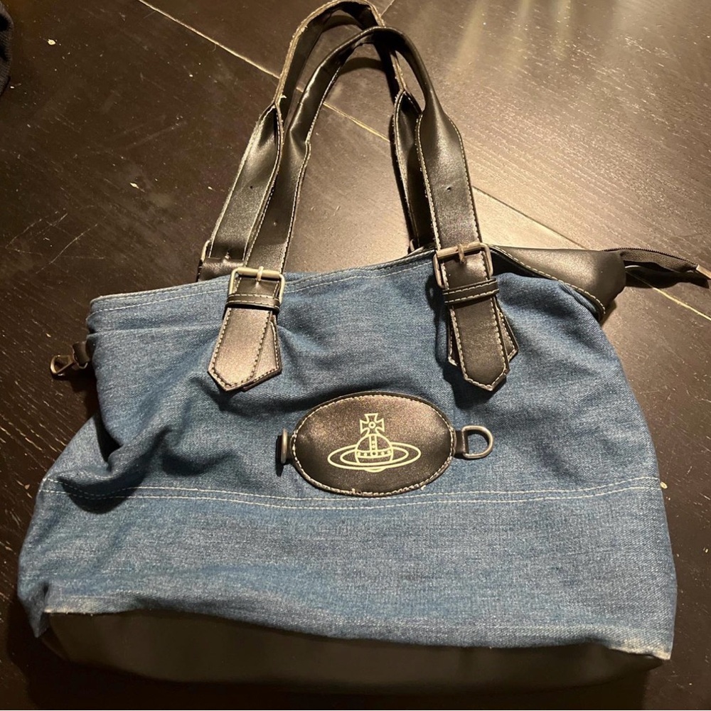 Vivienne Westwood Denim Blue and Black Tote